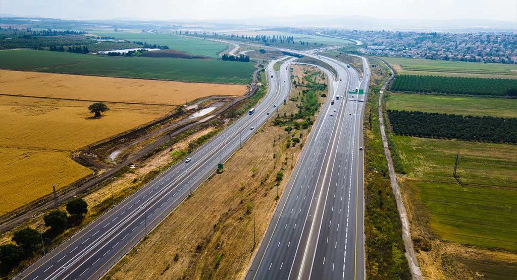 נוף מזל"ט לכביש המהיר רמת ישי