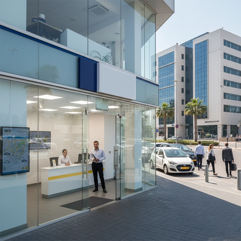 Car4Hire car rental branch in Raanana with customer picking up vehicle