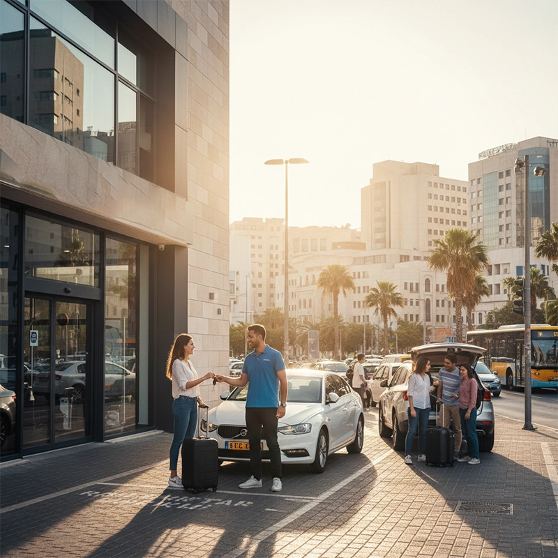 Customer picking up rental car in Rehovot with Car4Hire Israel