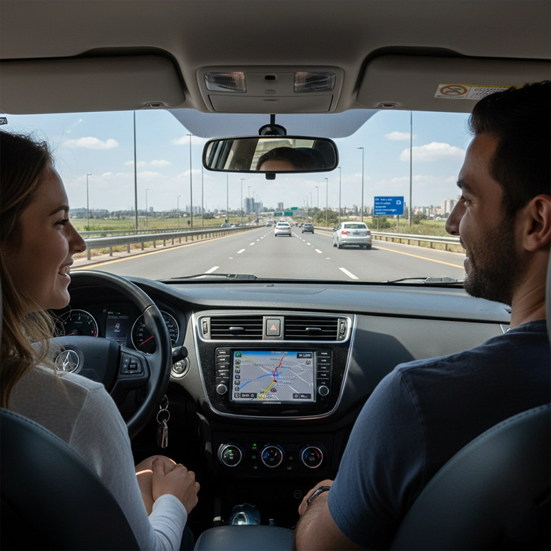 Driving rental car in Ness Ziona with full insurance coverage and peace of mind