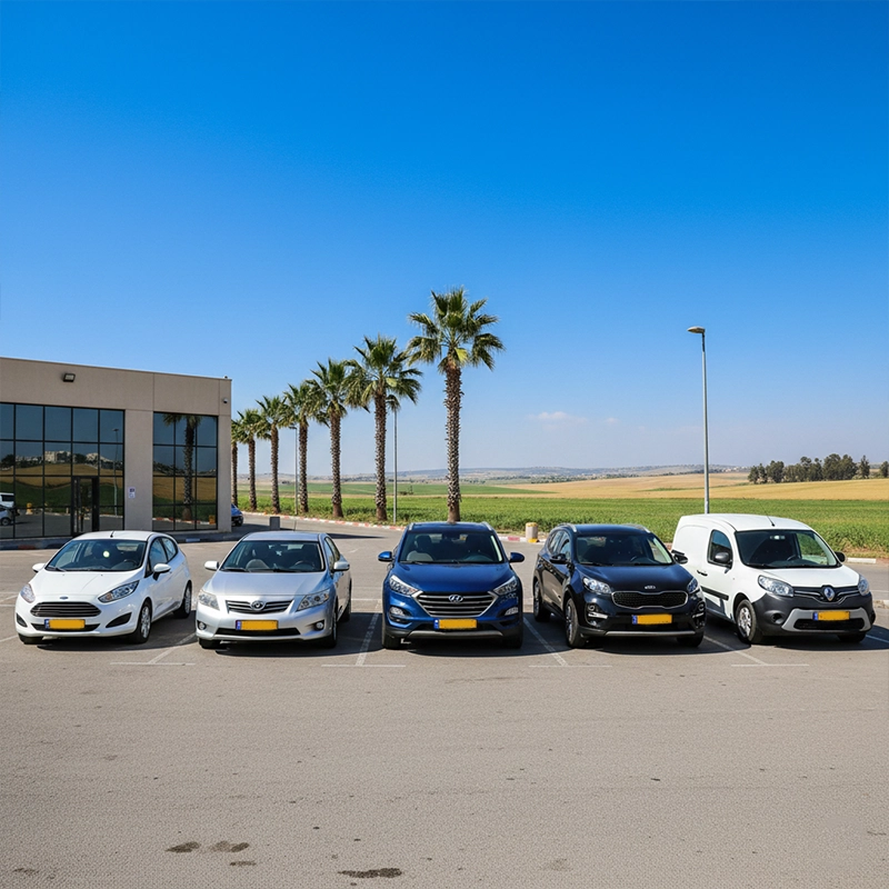 Available rental car fleet in Afula including economy cars and SUVs