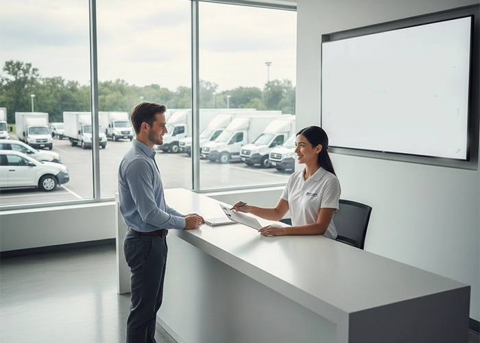 Agent Explaining Commercial Vehicle Insurance to Customer