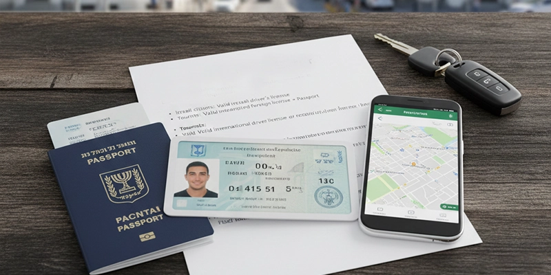 Required documents to rent a car in Tel Aviv including passport, driver license and rental agreement