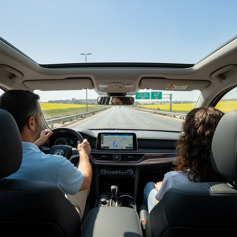 Driving rental car through Afula roads with Car4Hire