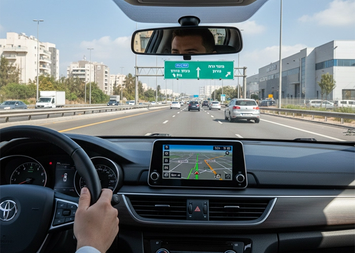 Driving rental car through Ness Ziona residential streets