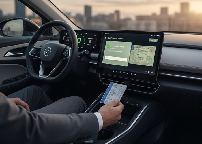 Customer driving electric car rental from car4hire