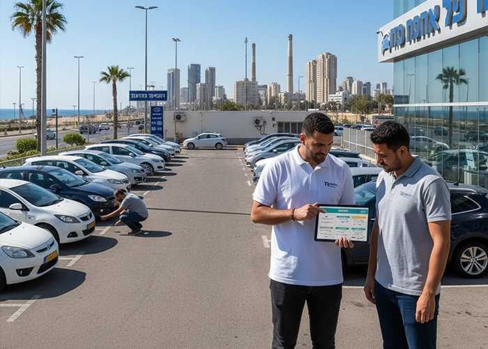 Car rental insurance options explained to customer in Hadera by Car4Hire representative