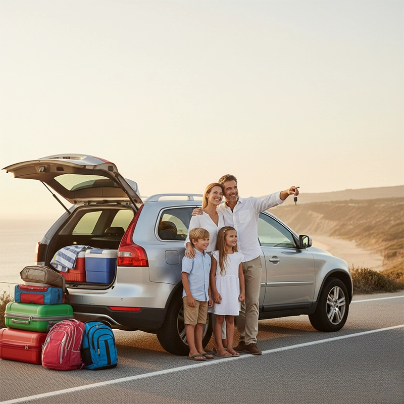 Family on a Trip with a weekly car rental