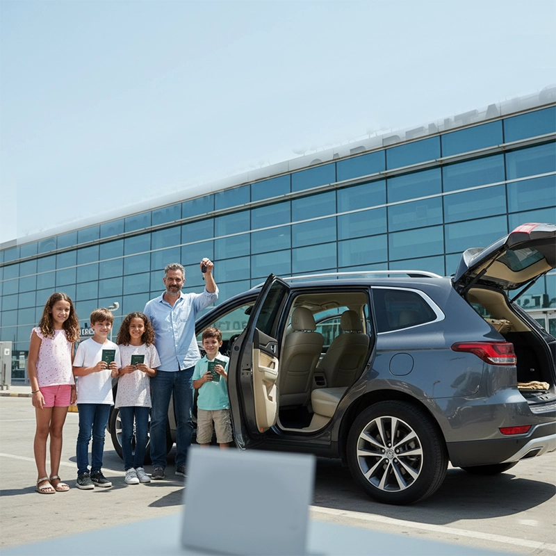 Family renting a car at ben gurion airport