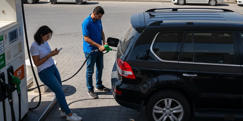 Fuel station and parking areas in Beer Sheva for rental cars