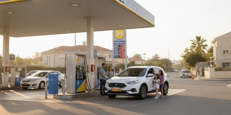 Fuel station in Pardes Hanna for rental car refueling