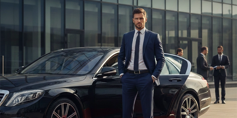 A businessman Renting a car for his business
