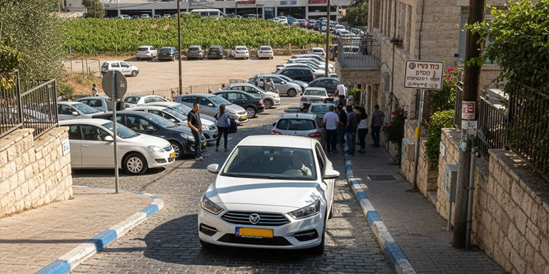 Public parking area in Zikhron Yaakov near city center
