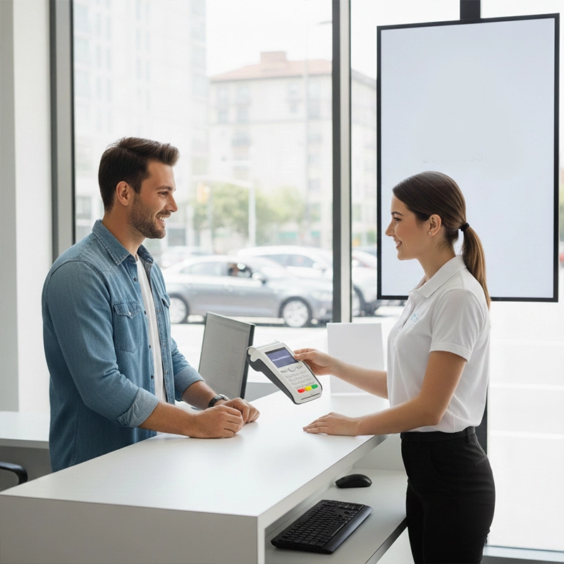 Customer paying to agent for daily car rental