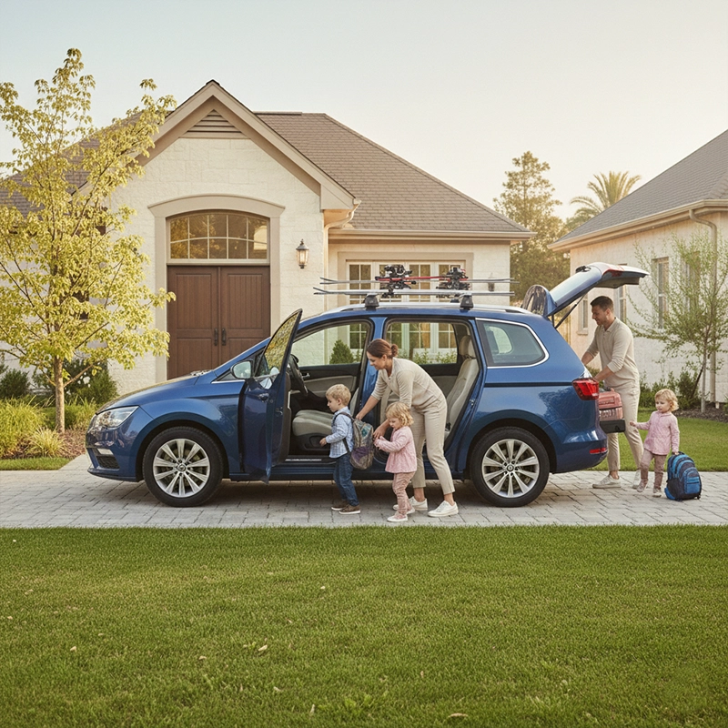Family going on a tour with seven seater car rental