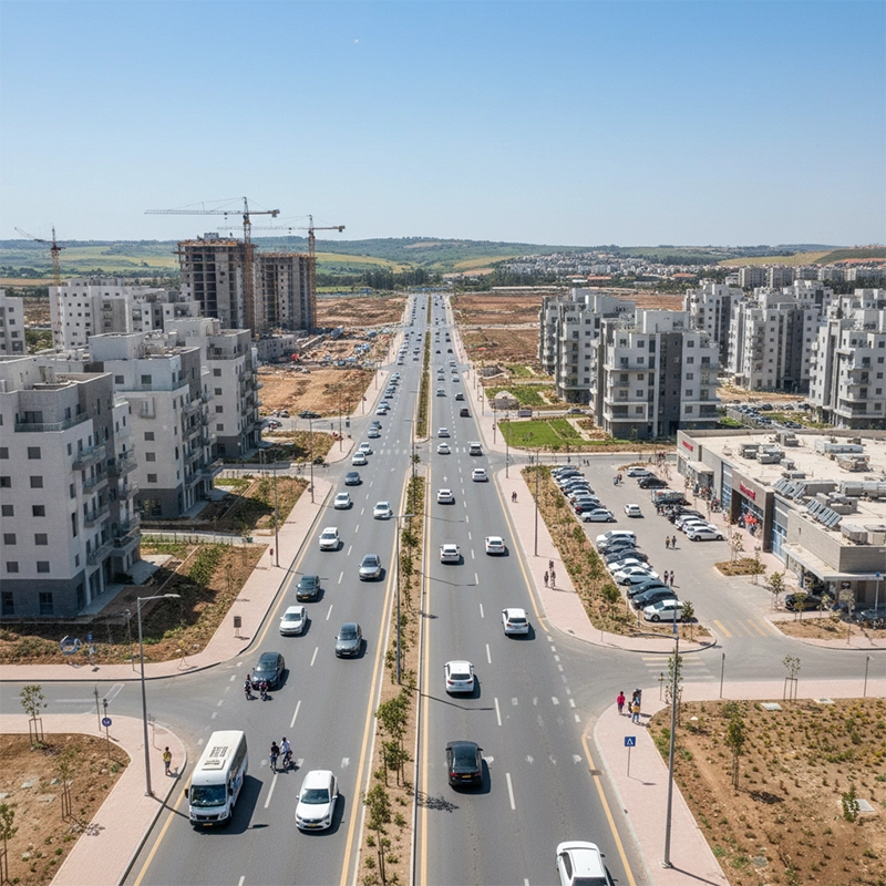 Aerial view of Harish city and new residential neighborhoods in Israel