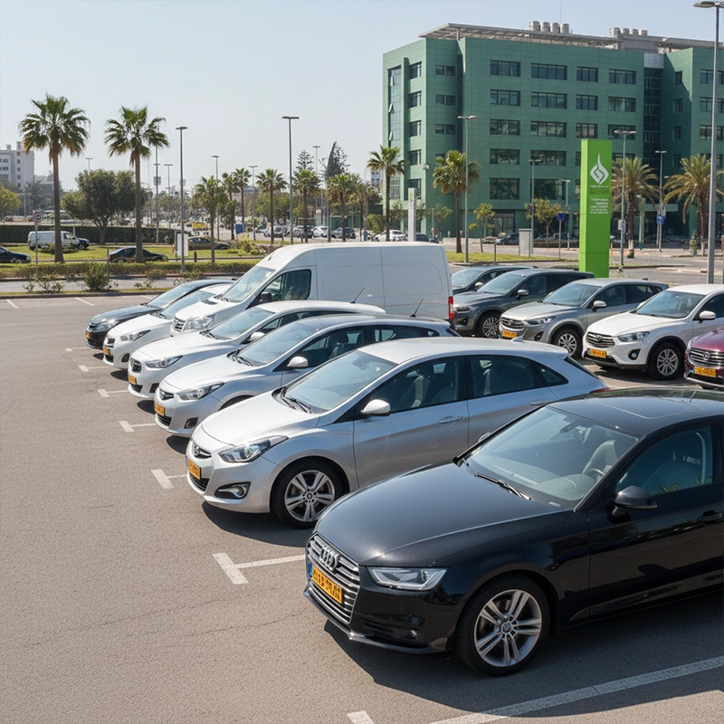 Fleet of rental cars available in Raanana including economy, SUV and family vehicles