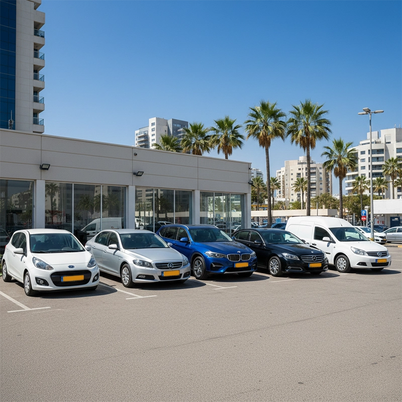 Rental car fleet available in Netanya including economy cars and SUVs