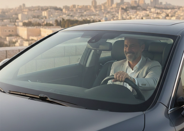 Happy customer after renting a car on affordable price