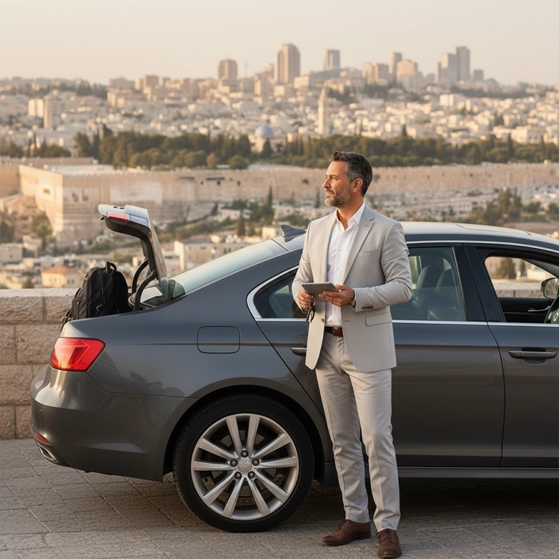 A businessman renting a car for week in israel